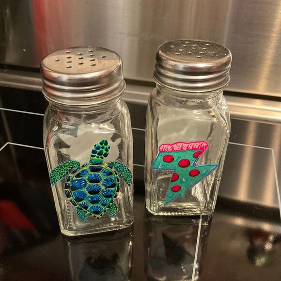 Decorated Salt Pepper Shakers Psychedelic Groovy Retro Hippie Style - Picture 4 of 5